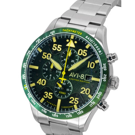 AVI-8 Hawker Hurricane Chronograph Limited Edition Herrenuhr mit grünem Zifferblatt, Quarzwerk, AV-4130-33, inklusive zusätzlichem Armband