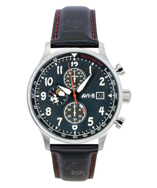 AVI-8 Hawker Hurricane Classic Chronograph Limited Edition Ace Herrenuhr mit schwarzem Zifferblatt und Quarzwerk AV-4132-01