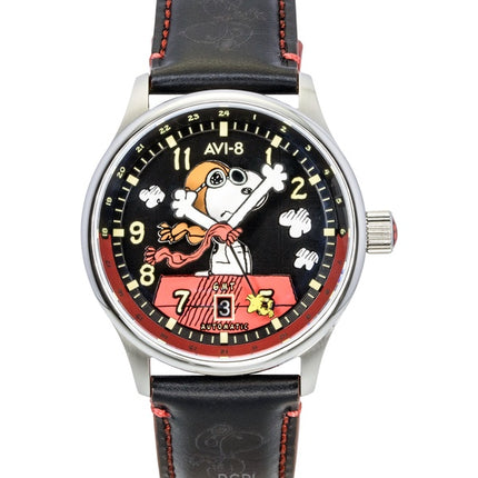 AVI-8 Hawker Hurricane Kent GMT Limited Edition Doghouse Herrenuhr mit schwarzem und rotem Zifferblatt, Automatik, AV-4136-01