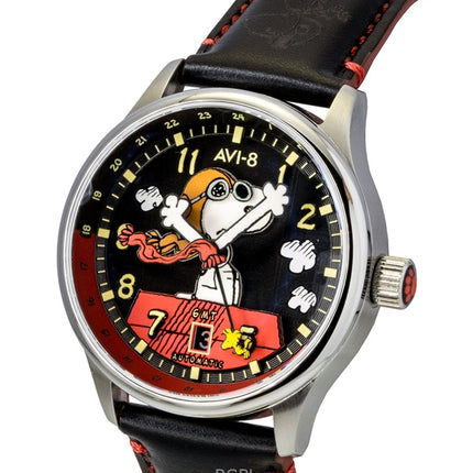 AVI-8 Hawker Hurricane Kent GMT Limited Edition Doghouse Herrenuhr mit schwarzem und rotem Zifferblatt, Automatik, AV-4136-01
