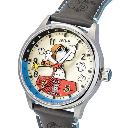 AVI-8 Hawker Hurricane Kent GMT Limited Edition Herrenuhr mit cremefarbenem und rotem Zifferblatt, Automatik, AV-4136-03