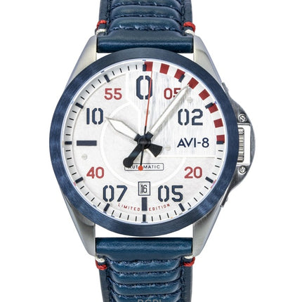 AVI-8 P-51 Mustang Hitchcock 85th Anniversary Limited Edition Silbernes Zifferblatt Automatik AV-4146-01 Herrenuhr