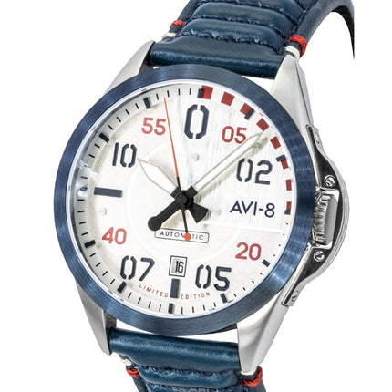 AVI-8 P-51 Mustang Hitchcock 85th Anniversary Limited Edition Silbernes Zifferblatt Automatik AV-4146-01 Herrenuhr