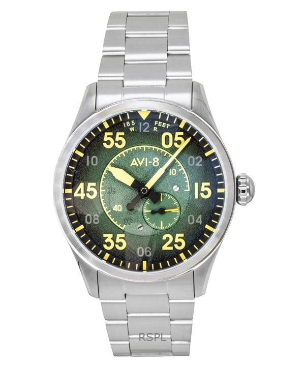 AVI 8 Spitfire Type 300 Tarmac Tracker Edelstahl Grünes Zifferblatt Automatik AV-4147-22 Herrenuhr