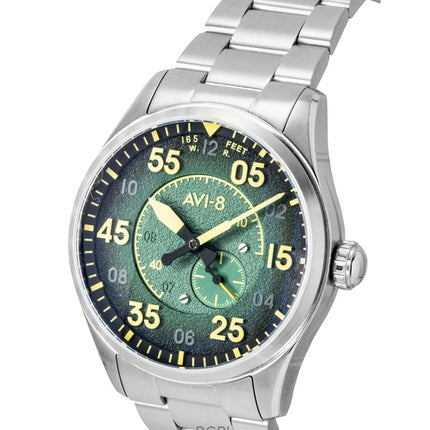 AVI 8 Spitfire Type 300 Tarmac Tracker Edelstahl Grünes Zifferblatt Automatik AV-4147-22 Herrenuhr