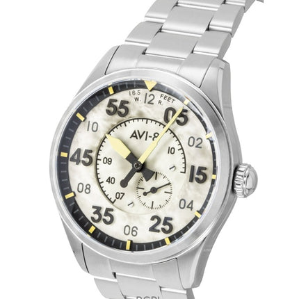 AVI-8 Spitfire Typ 300 Pilotenpanel Edelstahl Cremefarbenes Zifferblatt Automatik AV-4147-33 Herrenuhr