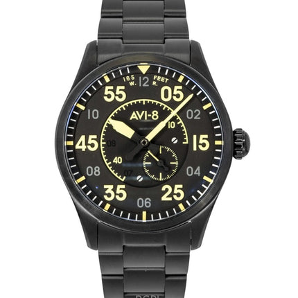 AVI 8 Spitfire Typ 300 Eclipse Display Edelstahl Schwarzes Zifferblatt Automatik AV-4147-44 Herrenuhr