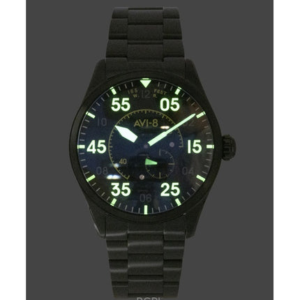 AVI 8 Spitfire Typ 300 Eclipse Display Edelstahl Schwarzes Zifferblatt Automatik AV-4147-44 Herrenuhr