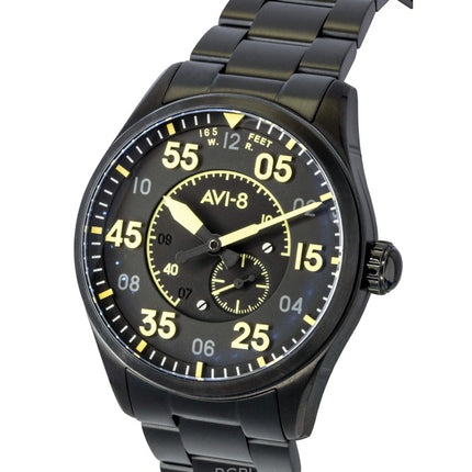 AVI 8 Spitfire Typ 300 Eclipse Display Edelstahl Schwarzes Zifferblatt Automatik AV-4147-44 Herrenuhr