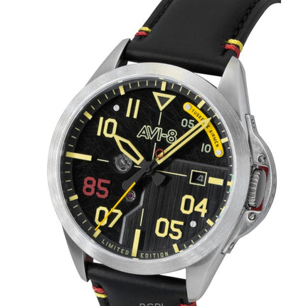 AVI-8 P-51 Mustang Patriot Automatikuhr zum 85. Jahrestag der Tuskegee Airmen, limitierte Auflage, schwarzes Zifferblatt, AV-4148-01, Herrenuhr