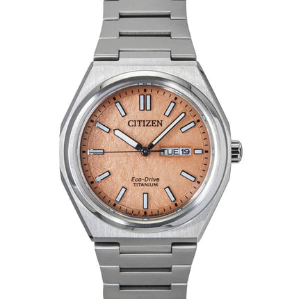 Citizen Zenshin Super Titanium Lachs-Zifferblatt Eco-Drive AW0130-85Z 100M Herrenuhr