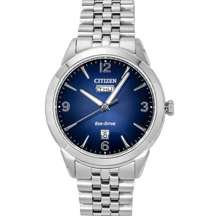 Citizen Rolan Edelstahl Blaues Zifferblatt Eco-Drive AW0150-53L 100M Herrenuhr