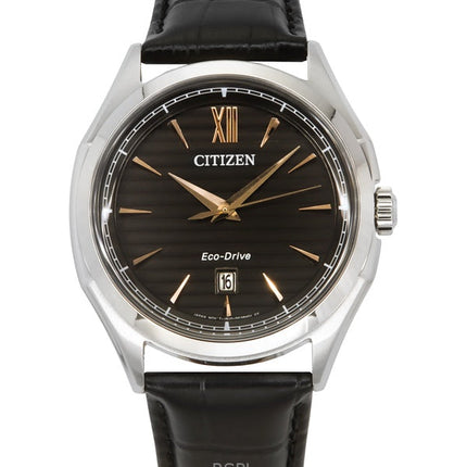 Citizen Eco-Drive Lederarmband schwarzes Zifferblatt AW1750-18E 100M Herrenuhr