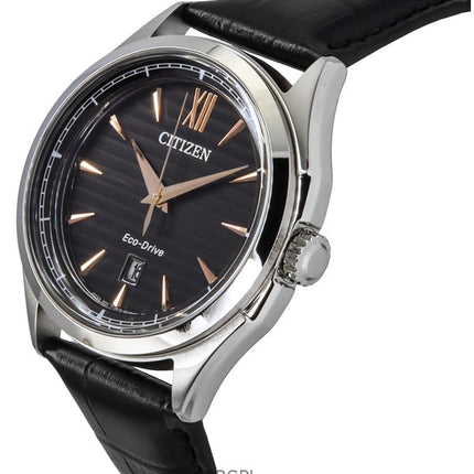Citizen Eco-Drive Lederarmband schwarzes Zifferblatt AW1750-18E 100M Herrenuhr