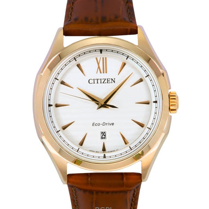 Citizen Eco-Drive Lederarmband weißes Zifferblatt AW1753-10A 100M Herrenuhr