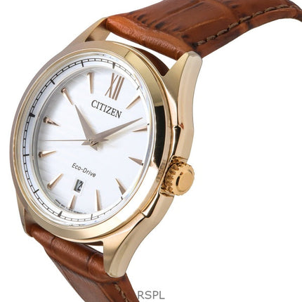 Citizen Eco-Drive Lederarmband weißes Zifferblatt AW1753-10A 100M Herrenuhr