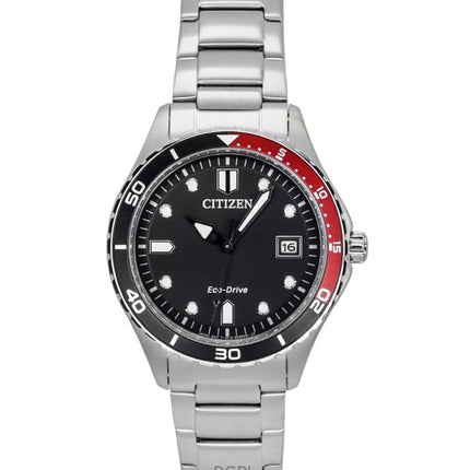 Citizen Eco-Drive Unisex-Armbanduhr, Edelstahl, schwarzes Zifferblatt, AW1820-81E, 100 M