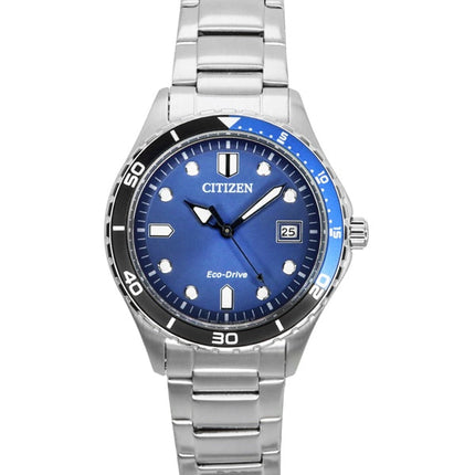 Citizen Eco-Drive Unisex-Armbanduhr, Edelstahl, blaues Zifferblatt, AW1821-89L, 100 M