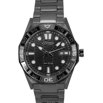 Citizen Brycen Edelstahl Schwarzes Zifferblatt Eco-Drive AW1855-52E 100M Herrenuhr