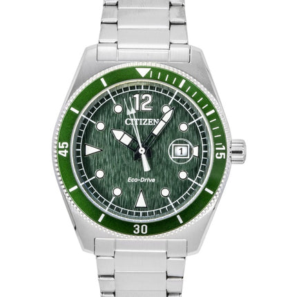 Citizen Eco-Drive Edelstahl Grünes Zifferblatt Solar AW1880-55X 100M Herrenuhr
