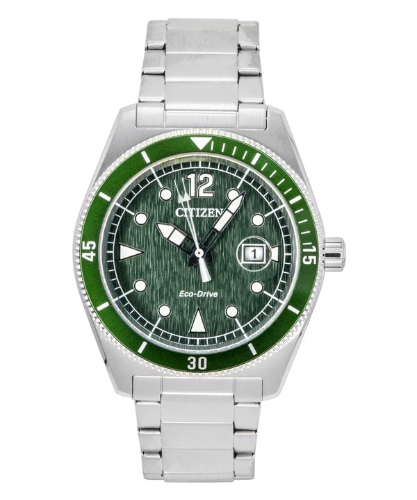 Citizen Eco-Drive Edelstahl Grünes Zifferblatt Solar AW1880-55X 100M Herrenuhr