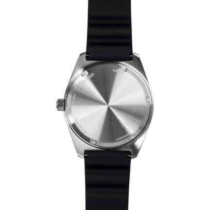 Citizen Eco-Drive Herrenuhr mit schwarzem Kautschukarmband, schwarzem Zifferblatt, Solarfunktion, Modell AW1889-00E, wasserdicht bis 100 m