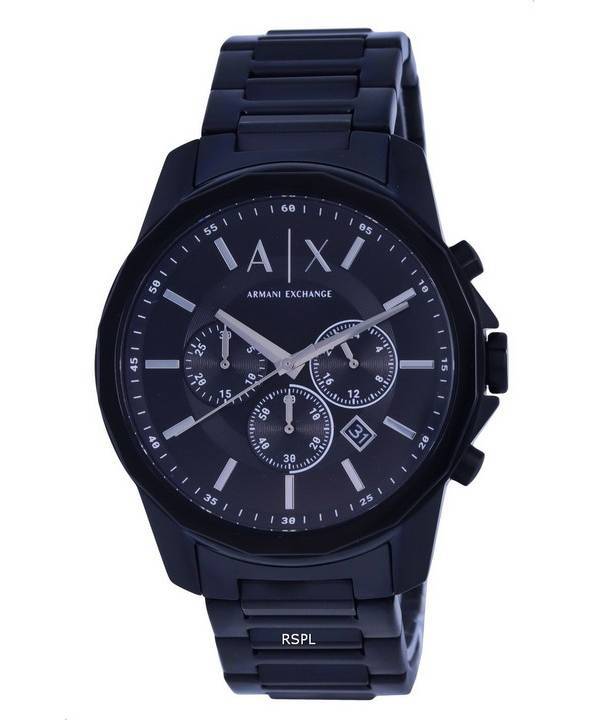 Armani Exchange Chronograph Edelstahl schwarzes Zifferblatt Quarz AX1722 Herrenuhr