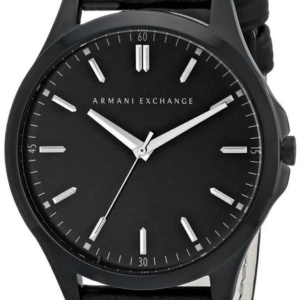 Armani Exchange Quarz schwarzes Ziffernblatt schwarzes Leder Armband AX2148 Herrenuhr