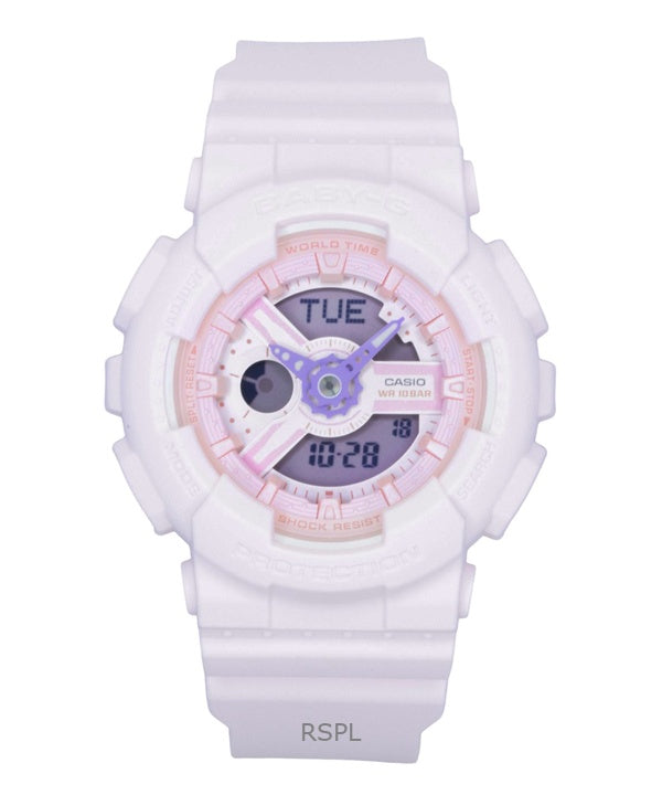 Casio Baby-G Analog-Digital Damenuhr mit Kunstharzarmband, rosa Zifferblatt, Quarzwerk, BA-110AH-4A, wasserdicht bis 100 m