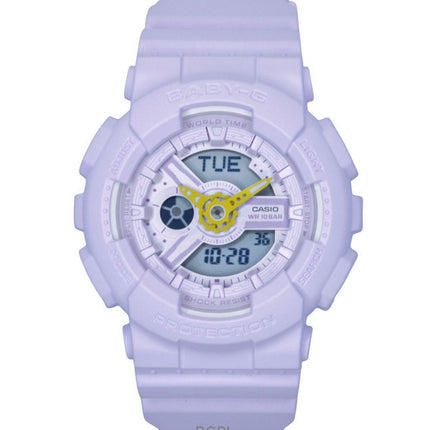 Casio Baby-G Analog-Digital-Damenuhr mit Kunstharzarmband, lila Zifferblatt, Quarzwerk, BA-110AH-6A, wasserdicht bis 100 m