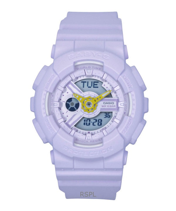 Casio Baby-G Analog-Digital-Damenuhr mit Kunstharzarmband, lila Zifferblatt, Quarzwerk, BA-110AH-6A, wasserdicht bis 100 m