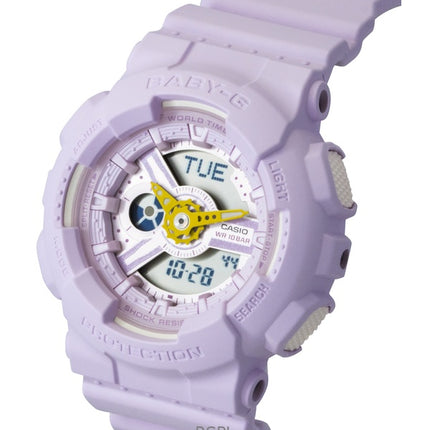 Casio Baby-G Analog-Digital-Damenuhr mit Kunstharzarmband, lila Zifferblatt, Quarzwerk, BA-110AH-6A, wasserdicht bis 100 m