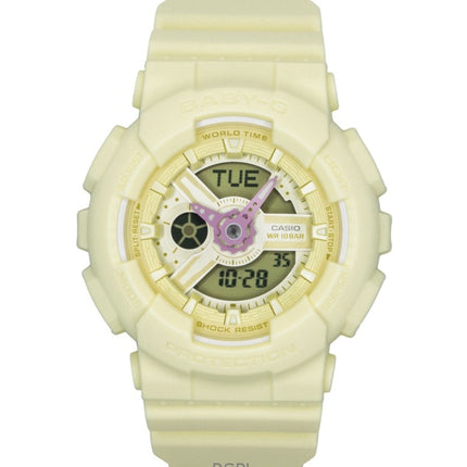 Casio Baby-G Analog-Digital Damenuhr mit Harzarmband, gelbem Zifferblatt, Quarzwerk, BA-110AH-9A, wasserdicht bis 100 m