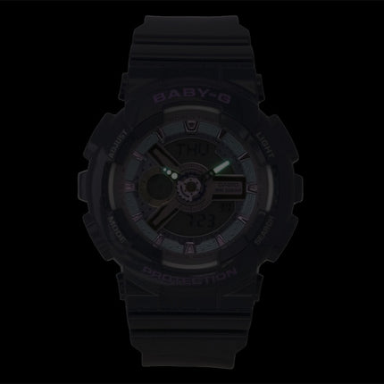 Casio Baby-G Analog-Digital Damenuhr mit Harzarmband, blauem Zifferblatt, Quarzwerk, BA-110MC-2A, wasserdicht bis 100 m