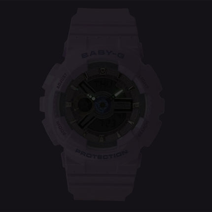 Casio Baby-G Analog-Digital Damenuhr mit Kunstharzarmband, lila Zifferblatt, Quarzwerk, BA-110MC-6A, wasserdicht bis 100 m