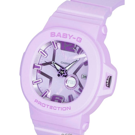 Casio Baby-G Analog-Damenuhr mit Kunstharzarmband, lila Zifferblatt, Quarzwerk, BGA-10D-6A, wasserdicht bis 100 m