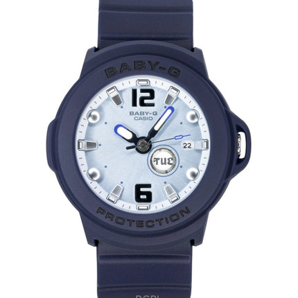 Casio Baby-G Plus Analog-Damenuhr mit hellblauem Zifferblatt, Quarzwerk, BGA-15K-2A, wasserdicht bis 100 m, inklusive verstellbarem Uhrenhalter