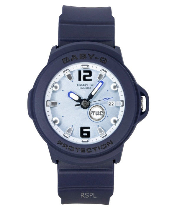 Casio Baby-G Plus Analog-Damenuhr mit hellblauem Zifferblatt, Quarzwerk, BGA-15K-2A, wasserdicht bis 100 m, inklusive verstellbarem Uhrenhalter