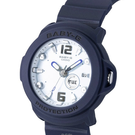 Casio Baby-G Plus Analog-Damenuhr mit hellblauem Zifferblatt, Quarzwerk, BGA-15K-2A, wasserdicht bis 100 m, inklusive verstellbarem Uhrenhalter