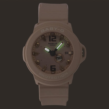 Casio Baby-G Plus Analog-Damenuhr mit Kunstharzarmband, pastellrosa Zifferblatt, Quarzwerk, BGA-15K-4A, wasserdicht bis 100 m