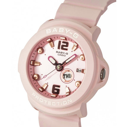 Casio Baby-G Plus Analog-Damenuhr mit Kunstharzarmband, pastellrosa Zifferblatt, Quarzwerk, BGA-15K-4A, wasserdicht bis 100 m