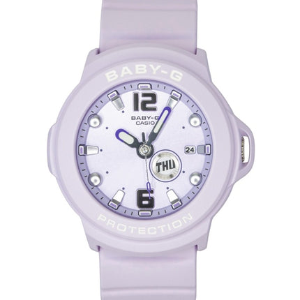 Casio Baby-G Plus Damenuhr, analog, aus Kunstharz, lila Zifferblatt, Quarzwerk, BGA-15K-6A, wasserdicht bis 100 m, mit verstellbarem Uhrenhalter