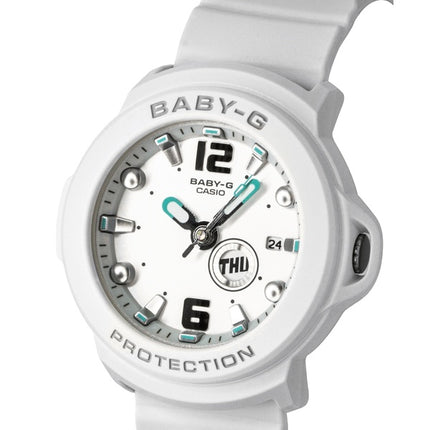 Casio Baby-G Plus Analog-Damenuhr mit weißem Zifferblatt aus Kunstharz, Quarzwerk, BGA-15K-7A, wasserdicht bis 100 m, inklusive verstellbarem Uhrenhalter