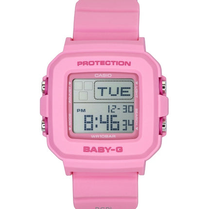 Casio Baby-G Digitaluhr mit rosa Harzarmband, Quarzwerk, BGD-10KH-4, wasserdicht bis 100 m, Damenuhr