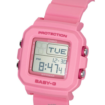 Casio Baby-G Digitaluhr mit rosa Harzarmband, Quarzwerk, BGD-10KH-4, wasserdicht bis 100 m, Damenuhr