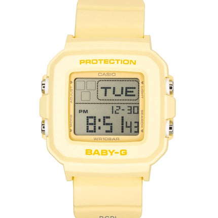 Casio Baby-G Digitaluhr mit gelbem Harzarmband, Quarzwerk, BGD-10KH-9, wasserdicht bis 100 m, Damenuhr