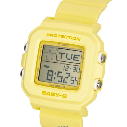 Casio Baby-G Digitaluhr mit gelbem Harzarmband, Quarzwerk, BGD-10KH-9, wasserdicht bis 100 m, Damenuhr