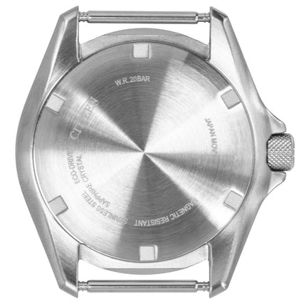 Citizen Promaster Land GMT Analog Herrenuhr, graues Nylonarmband, marineblaues Zifferblatt, Eco-Drive, BJ7150-09L, wasserdicht bis 200 m