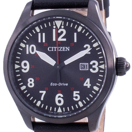 Citizen Black Dial Lederarmband Eco-Drive BM6835-23E 100M Herrenuhr