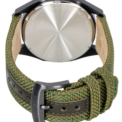 Citizen Eco-Drive Active Sport Herrenuhr mit Nylonarmband, grünem Zifferblatt, Modell BM7635-01X, wasserdicht bis 100 m